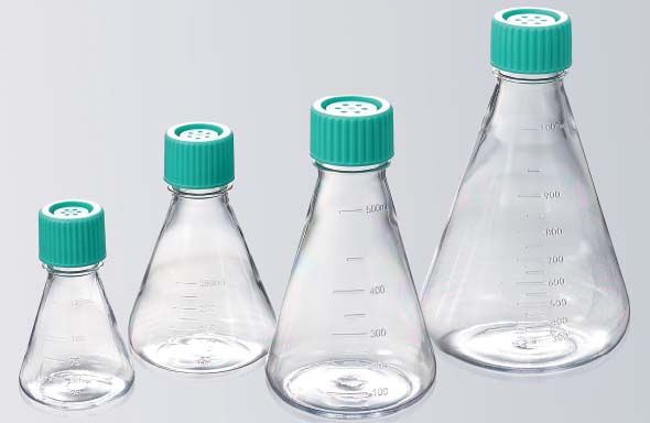 CellSafe三角フラスコ　125mL　PC　ベントフィルターキャップ　トリプルバッグ