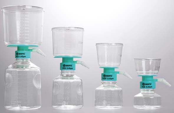 ボトルトップフィルター（フィルターアッパーカップ&ボトル）　250ｍL　PVDF　0.1um　滅菌