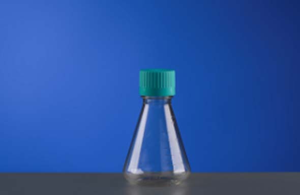 125mL Erlenmeyer Flask, Seal Cap, with Baffles, PC Bottle, HDPE Cap, Sterile, 1/pk, 24/cs