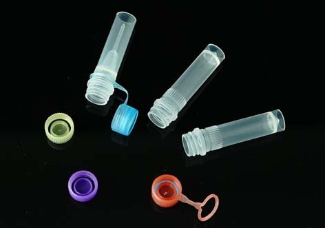 0.5 mL Self-Standing Vials, Red, External Thread, with Sealing Ring