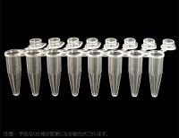 【OUTLET】0.2mL 8連PCRチューブ 透明薄壁タイプ , 一体型フロストフラットキャップ